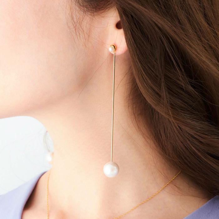 ワンポイント パール ロング ピアス イヤリング One Point Pearl Long Pierce Earring （Liala） 全2種  ｜lia911-9624【7】