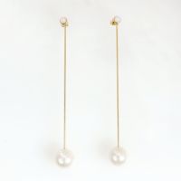 ワンポイント パール ロング ピアス イヤリング One Point Pearl Long Pierce Earring