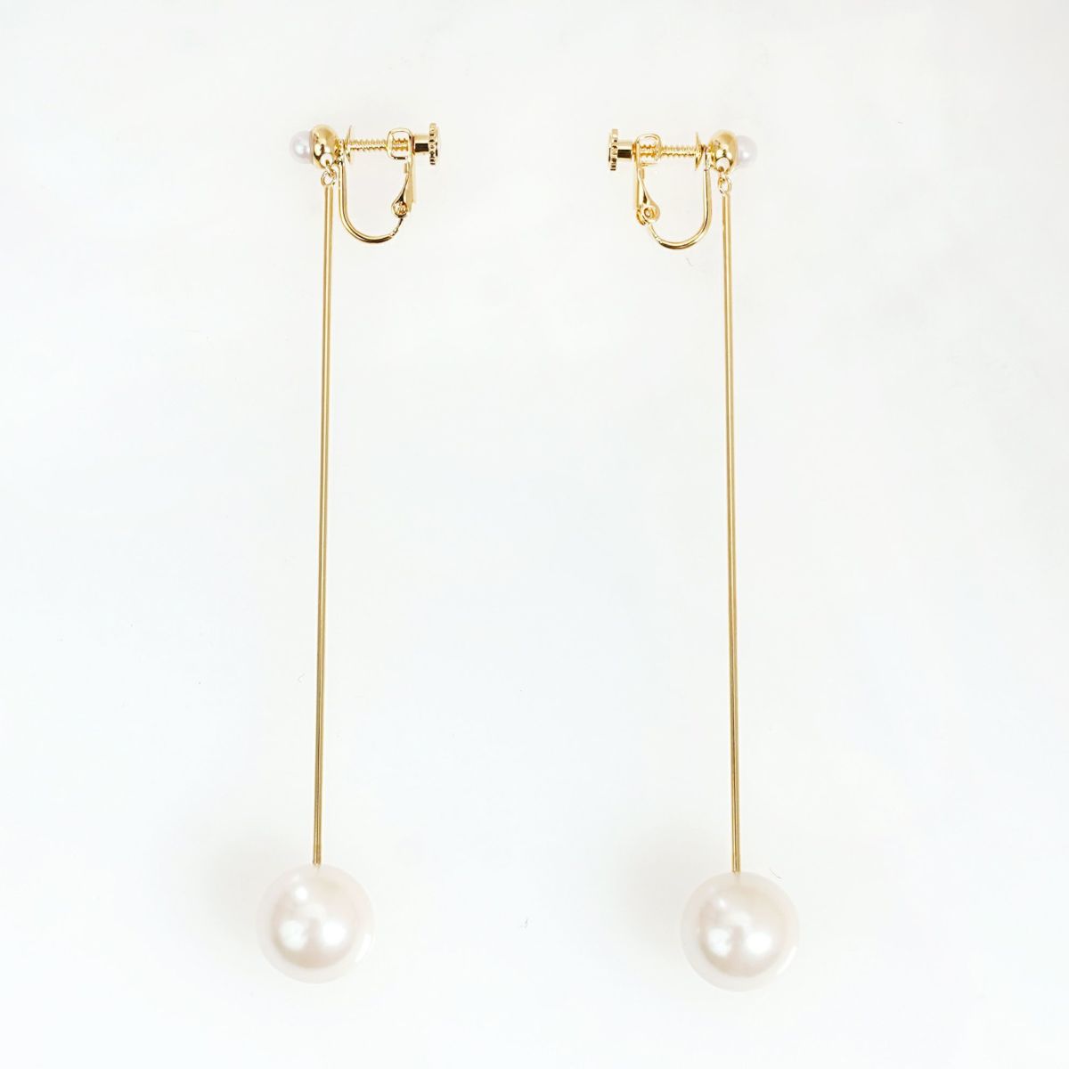 ワンポイント パール ロング ピアス イヤリング One Point Pearl Long Pierce Earring