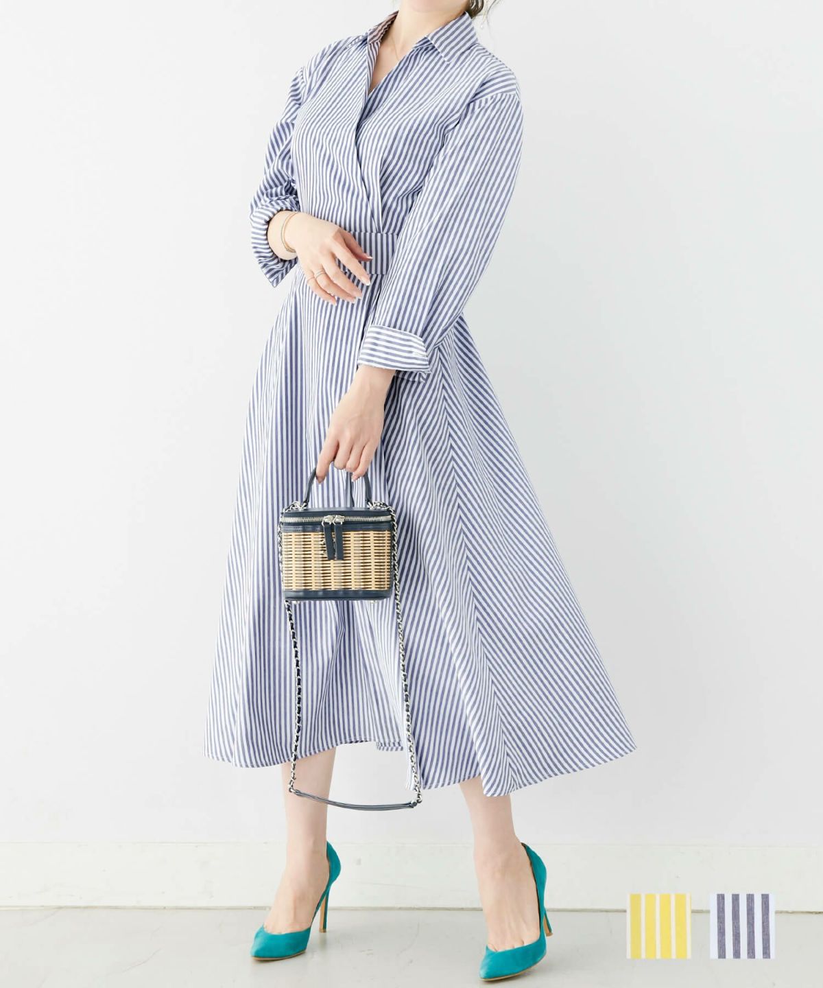 ワンピースシャツストライプLiala×PG