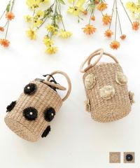 かごバッグ ポンポン&パール フラワーモチーフ Prima Scherrer