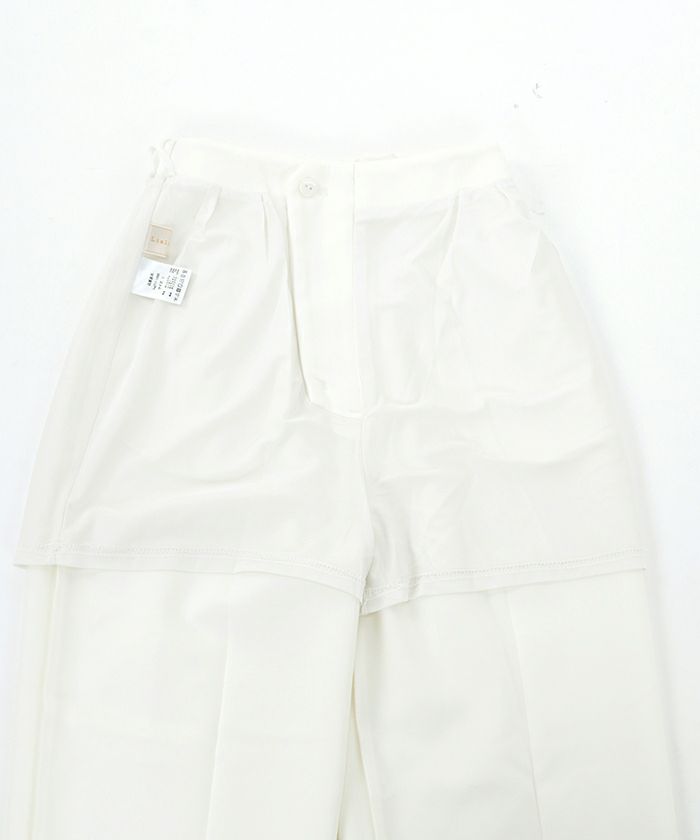 レディース/ボトムス/パンツ/ワイドシルエット/センタープレス/ウエストゴム/ポケット付き/春色/ストレッチ性/ホワイト/イエロー/サックス/S/M/カジュアル/オフィス/お仕事コーデ/洗濯可/手洗い可/洗える/