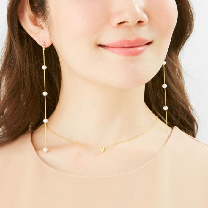 淡水 パール アシンメトリー ピアス イヤリング Freshwater Pearl Asymmetry Pierce Earring