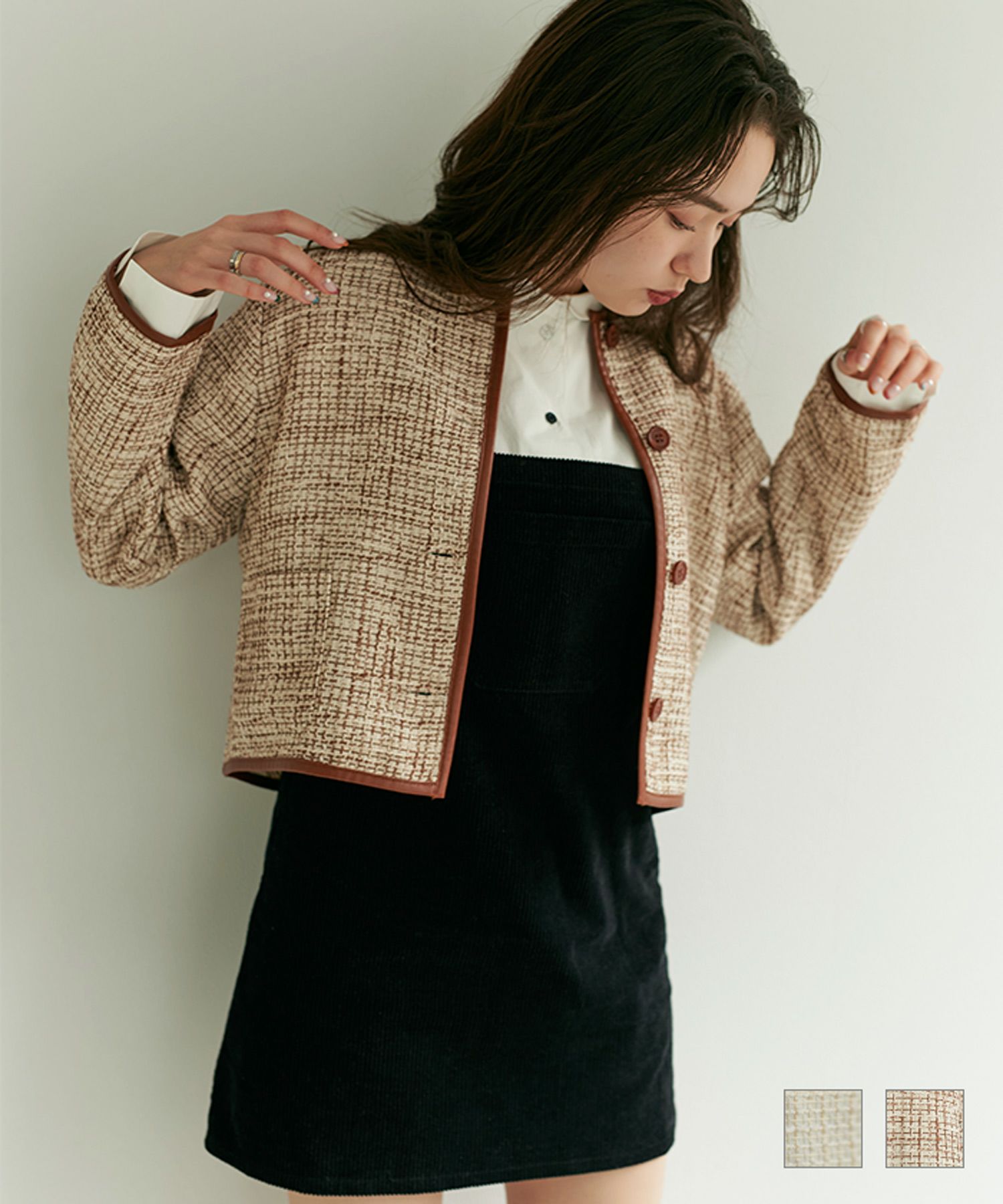ノーカラーショートジャケット Tina Jojun 全2色 Tnj211 0055 1 ノーカラーショートジャケット Tina Jojun 全2色 Tnj211 0055 1