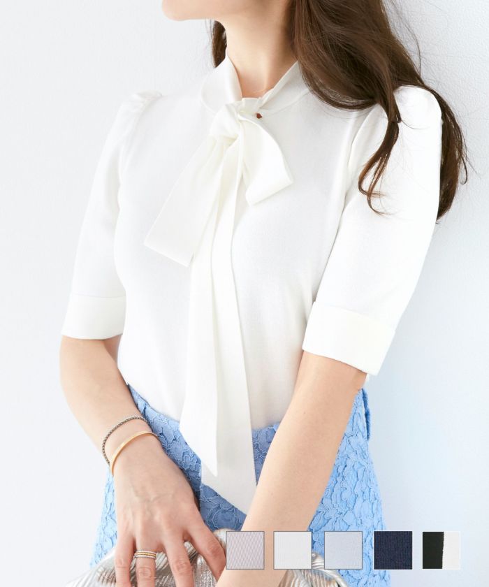 半袖 ボウタイ ニット Liala×PG