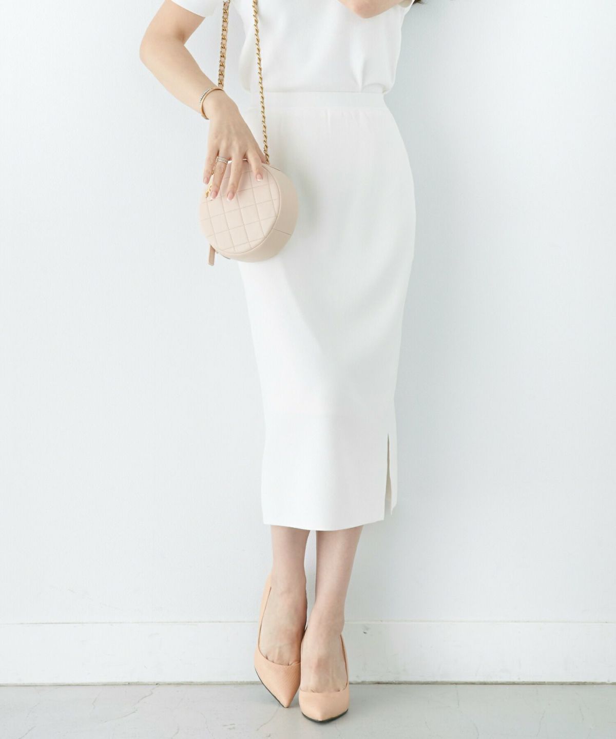 newcolor/新色/大人気/手洗い可/セットアップ対応商品/ドライタッチ/ゴム地/タイトスカート/膝下丈/サマーニット/シャリ感/選べる丈