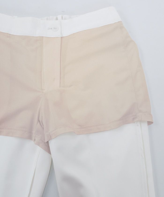 パンツ 後ろスリット＆パール センタープレス Prima Scherrer 全