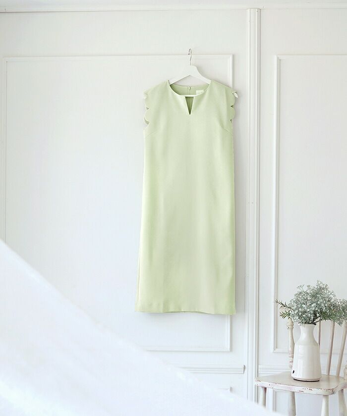 ノースリーブ/スリット/上品/Iライン/膝下丈