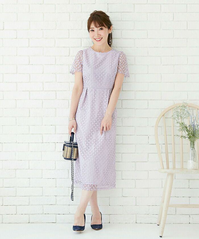 Liala×PG ラベンダーグレー　Ｓサイズ　サークルレース　ウエストタック ワンピース サークルレース ウエストタック Liala×PG 全3色