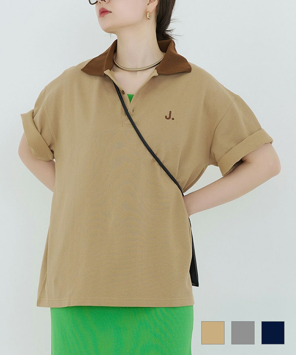 サマー ポロニット TINA：JOJUN - Tシャツ/カットソー(半袖/袖なし)