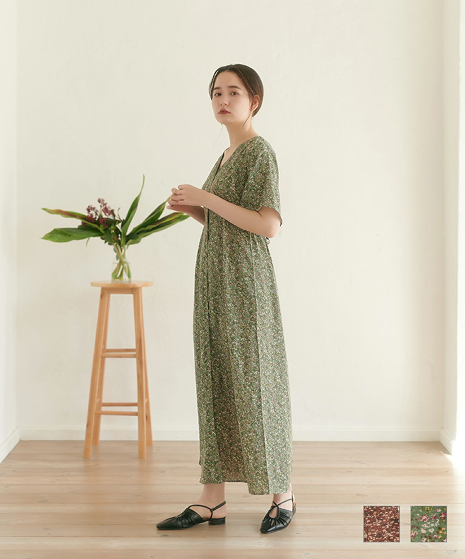 小花柄前開きロングワンピース Tina Jojun 全2色 Tnj311 0074 1
