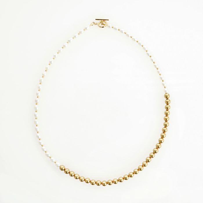Hh ポイントカラーパール ネックレス 14kgf＊バイカラーツインパール ネックレス ネックレス