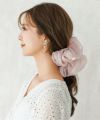 アクセサリー/ヘアアクセサリー/シュシュ/ビッグシュシュ/パール/ペールトーン/コットンキャンディ/綿菓子/綿あめ/オーガンジー/ヘアアレンジ/ヘアゴム/トレンド/可愛い/チャーム付き/プレゼント/ギフト/韓国