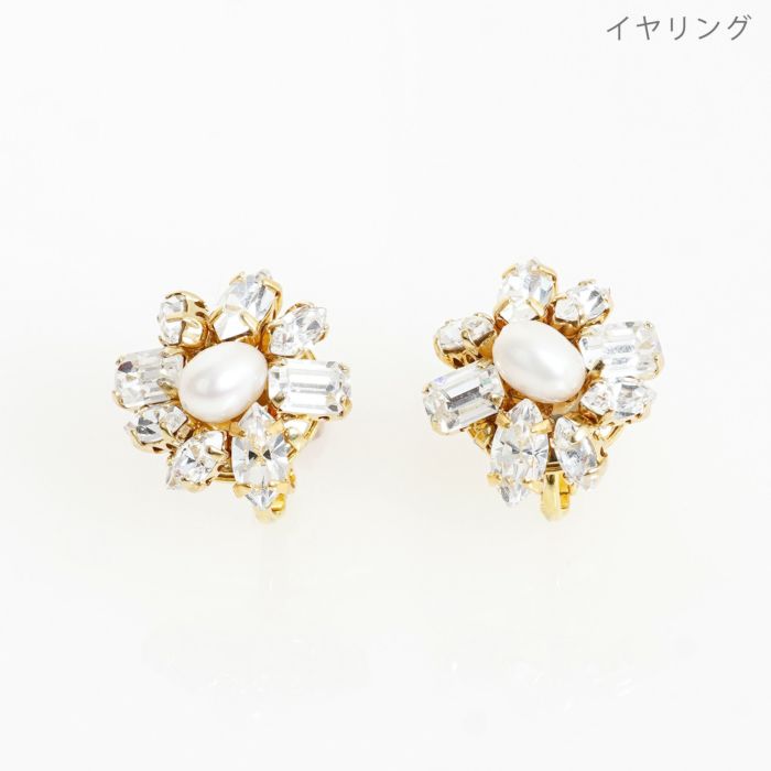 iiaccessory お花のドロップピアス　大きなお花のピアス フラワー ビジュー ピアス イヤリング Flower Bijou Pierce