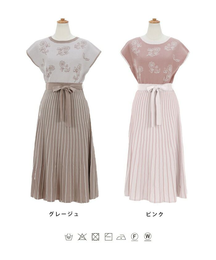 ニット ワンピース フラワージャガード le reve vaniller 全2色