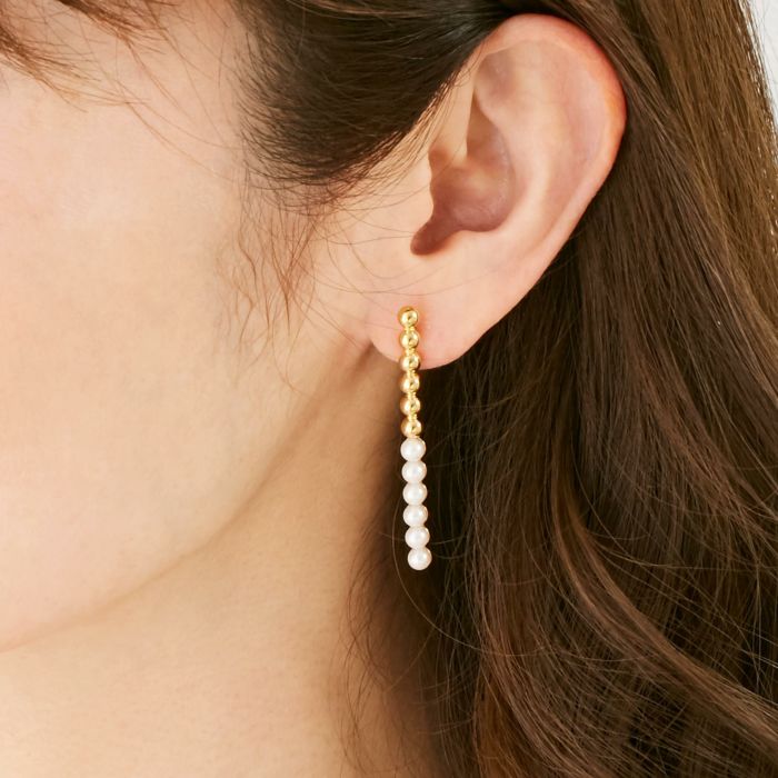 バイカラー パール ライン ピアス イヤリング Bi Color Pearl Line Pierce Earring