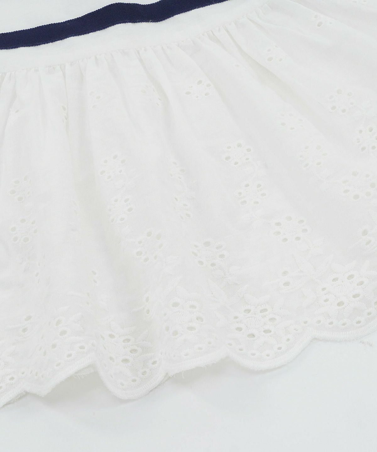 レディース/手洗い可/トップス/プルオーバー/レース/リボン/脇ファスナー/サイドファスナー/二の腕カバー/綿100/コットン100/スカラ/ボーダー/リボン/ピンクベージュ/ネイビー/パール釦/