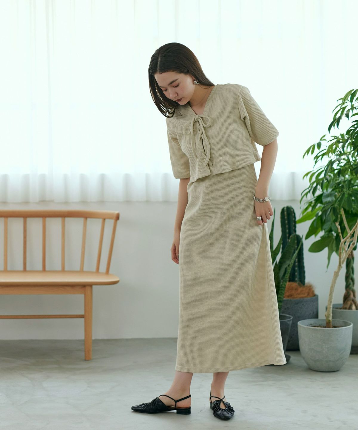 ワッフルカーディガン キャミワンピース Tina Jojun 全2色 Tnj511 0094 1 ワッフルカーディガン キャミワンピース Tina Jojun 全2色 Tnj511 0094 1
