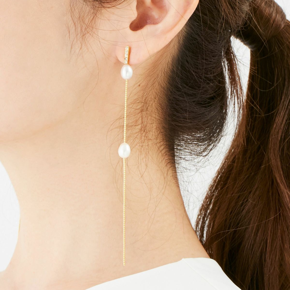 ロング チェーン 2 パール ピアス Long Chain 2 Pearl Pierce