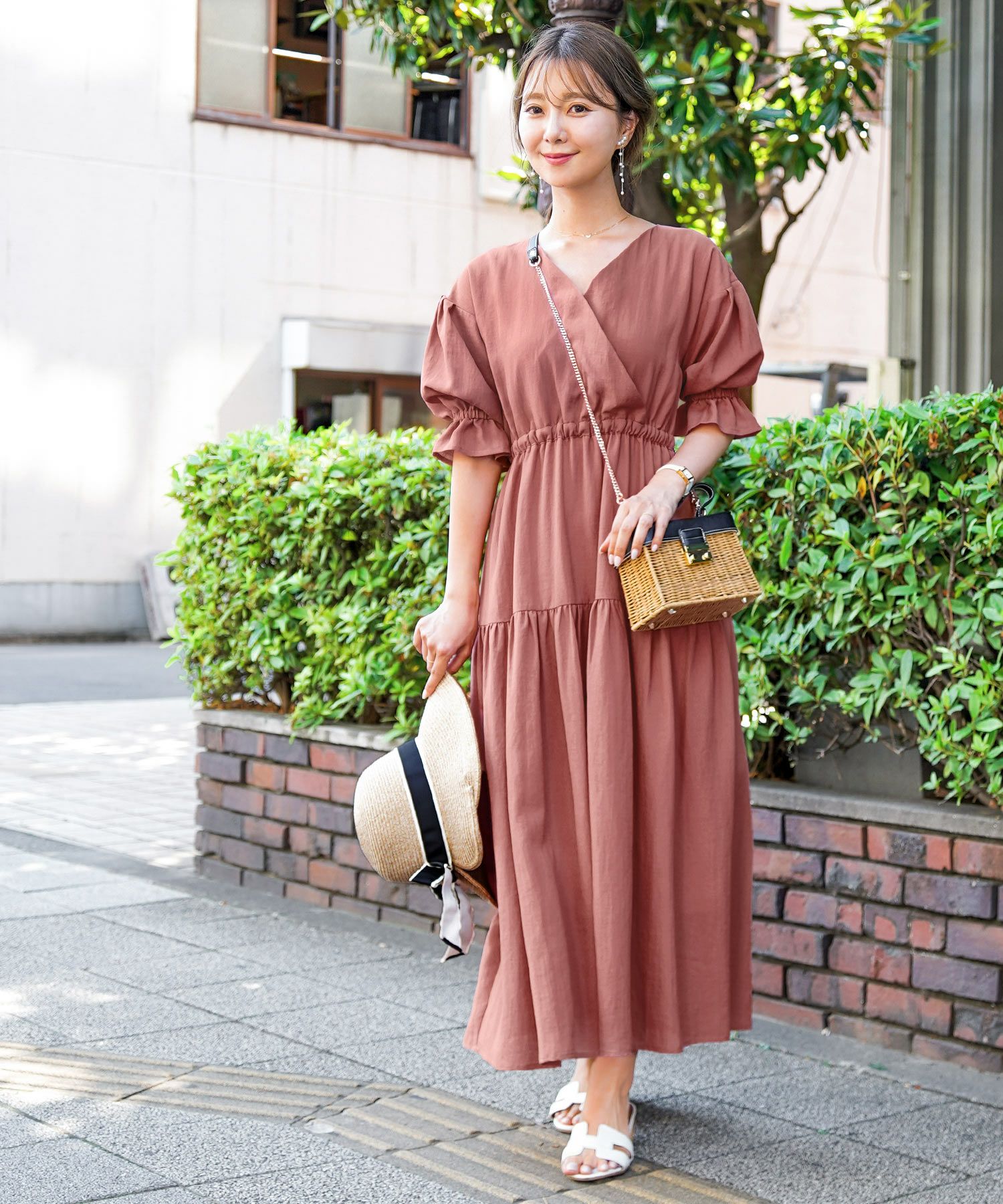 YLEVE イレーヴ リネン100% ラップ カシュクール ロングワンピース