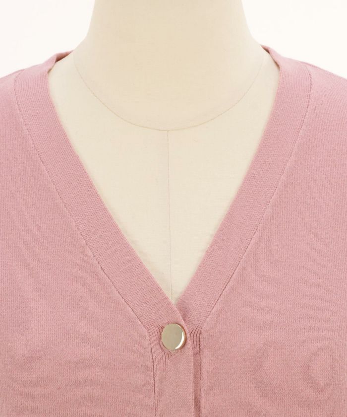 プリマシェレル/PrimaScherrer/レディース/ニット/カーディガン/チャーム付き/Vネック/長袖/手洗い/アンサンブル対応商品/S/M/ベーシック/ピンク/モカ/ベージュ/メランジ/ブラック/洗える/