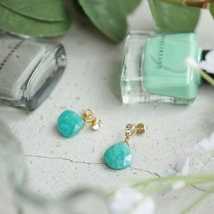 アマゾナイト ストーン ピアス イヤリング Amazonite Stone Pierce Earring