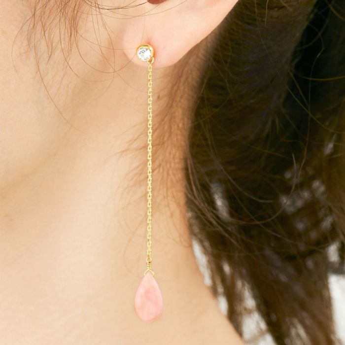 ピンク オパール ロング ピアス イヤリング Pink Opal Long Pierce Earring