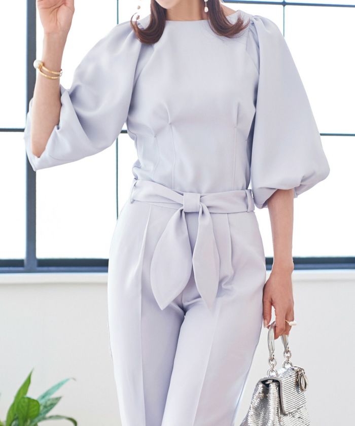 プリマシェレル/PrimaScherrer/レディース/トップス/ブラウス/バルーンスリーブ/ウエストタック/細身/タイトシルエット/メリハリセットアップ対応//S/M/くすみカラー