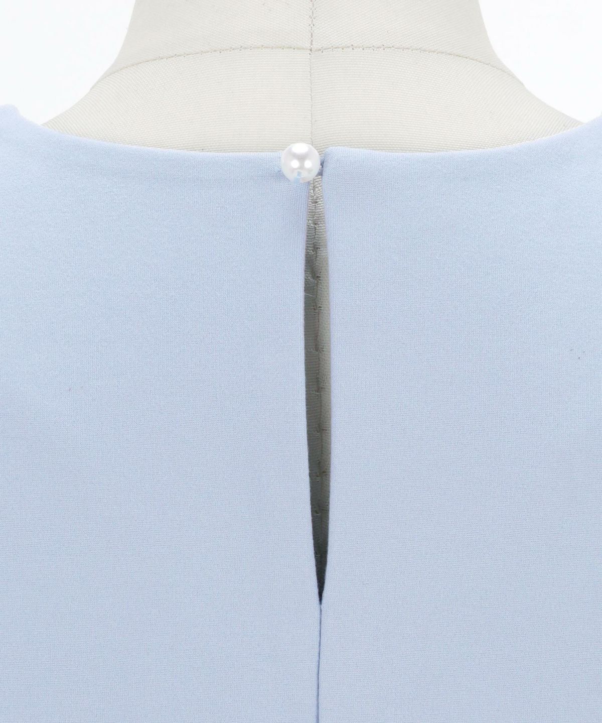 プリマシェレル/PrimaScherrer/七分袖/カットソー/パール/フレア/秋/S/M/ピンク/ブルー/ネイビー/フロントパール/タックプリーツ/フレア/イレヘム