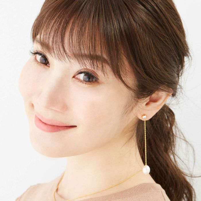 淡水 パール ロング ピアス イヤリング Freshwater Pearl Long Pierce Earring