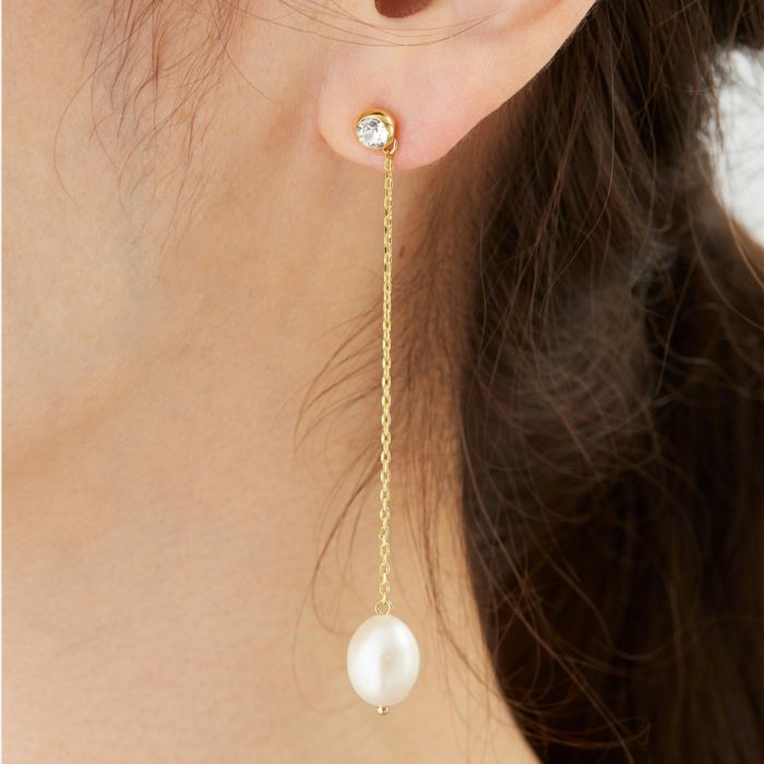 淡水 パール ロング ピアス イヤリング Freshwater Pearl Long Pierce Earring