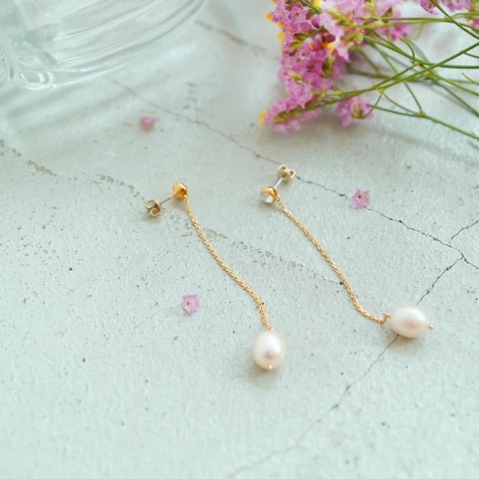 淡水 パール ロング ピアス イヤリング Freshwater Pearl Long Pierce Earring