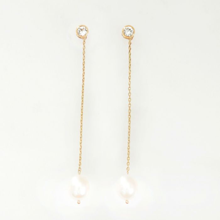 淡水 パール ロング ピアス イヤリング Freshwater Pearl Long Pierce Earring