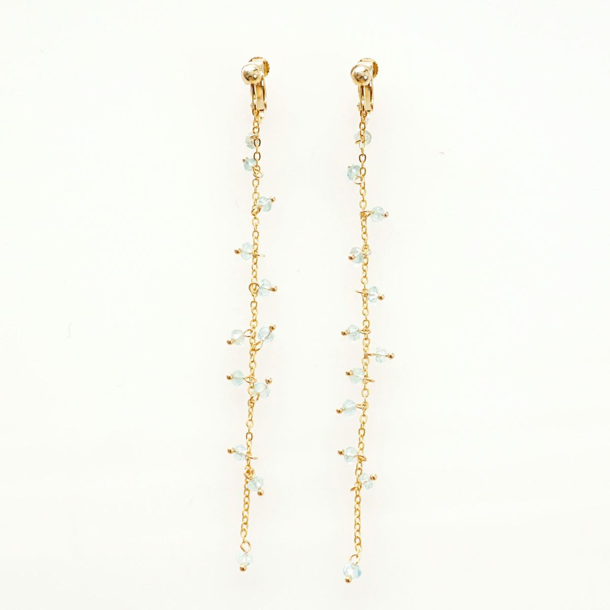 アクアマリン ロング ピアス イヤリング Aquamarine Long Pierce Earring