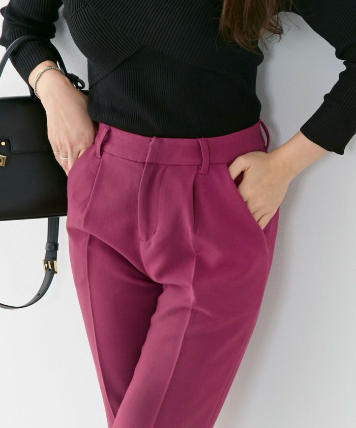 PG レディースパンツ サイズ1 ピンク系【013】 パンツ センタープレス ドロスト くすみカラー Liala×PG 全4色