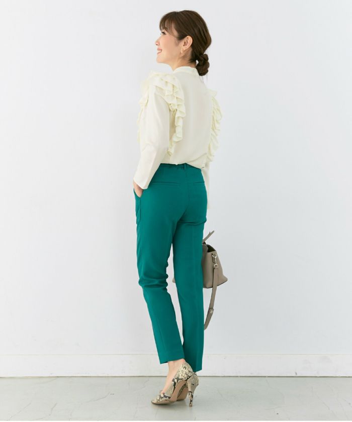 レディース/トップス/ブラウス/ボウタイ/トップス/9分袖/上品/シンプル/ベーシック/華やか/フリル/Vネック/韓国服/