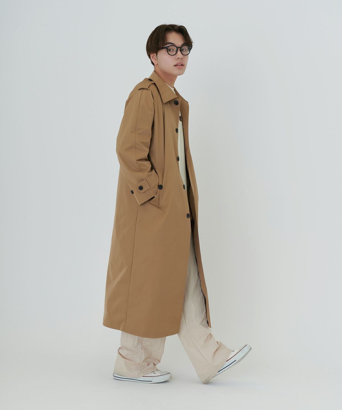 アウター/コート/トレンチコート/ベージュ/ブラック