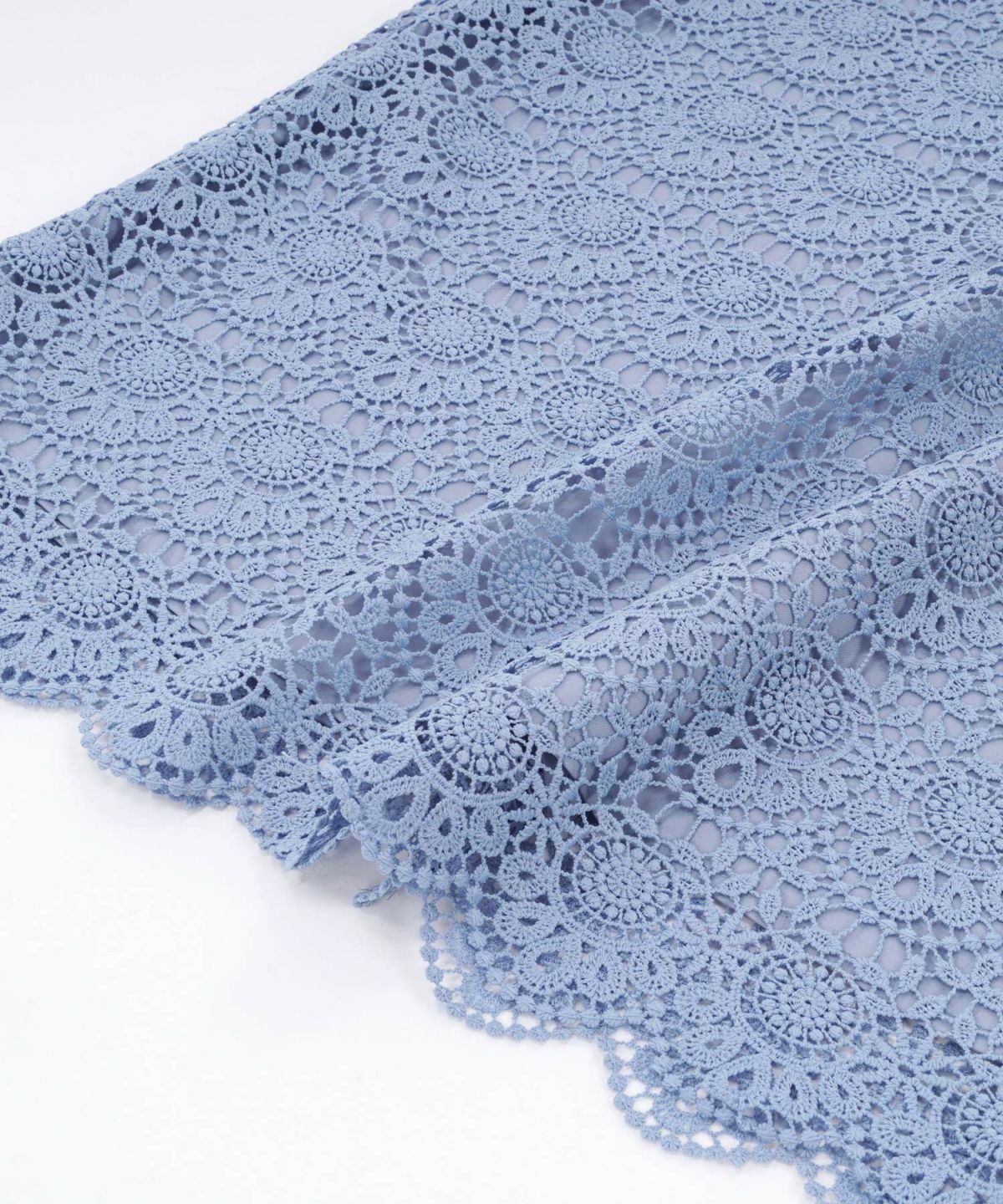 レディース/スカート/ミモレ丈/スカラップ/刺繍レース/総レース/タイトスカート/ハイウエスト/S/M/パステルカラー/ピンク/ベージュ/ブルー/くすみ