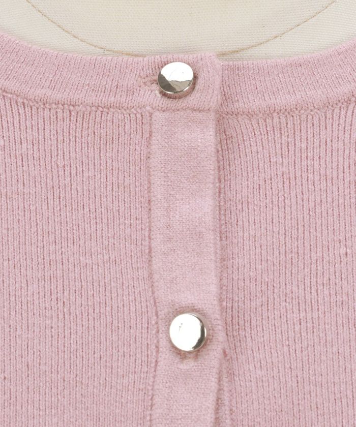 プリマシェレル/PrimaScherrer/レディース/トップス/ニット/カーディガン/羽織り/9分袖/S/M/ピンク/ラベンダー/モカ/ブラック/シンプル/ベーシック/着回し/万能/パフスリーブ/ギャザースリーブ/アンサンブル