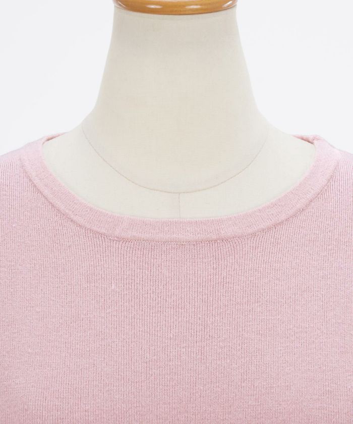 プリマシェレル/PrimaScherrer/レディース/トップス/ニット/5分袖/S/M/ピンク/ラベンダー/モカ/ブラック/シンプル/ベーシック/着回し/万能/パフスリーブ/インナー/アンサンブル