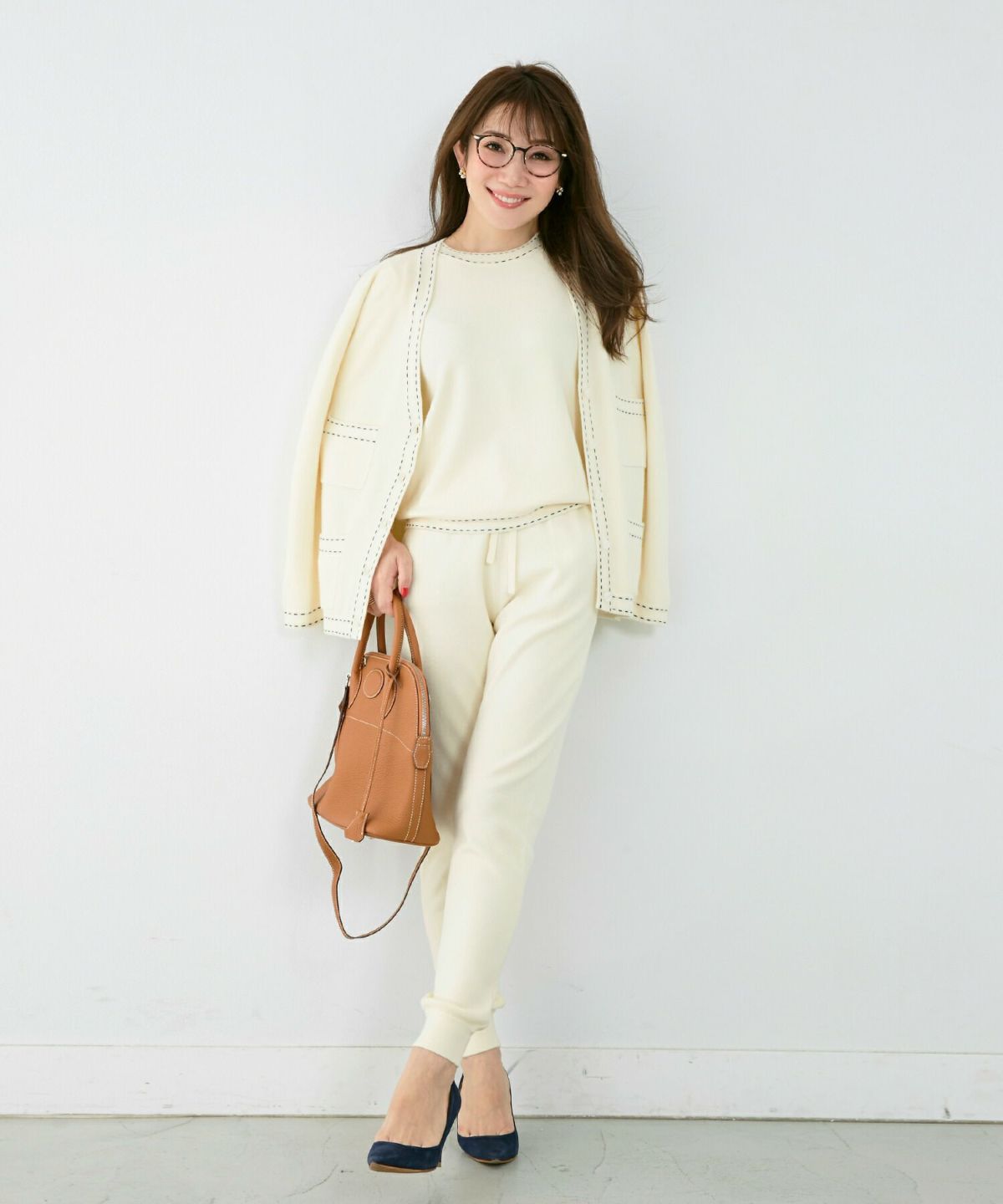 手洗い可/長袖/セットアップ対応/ポケット/Vネック/バイカラー/ステッチ