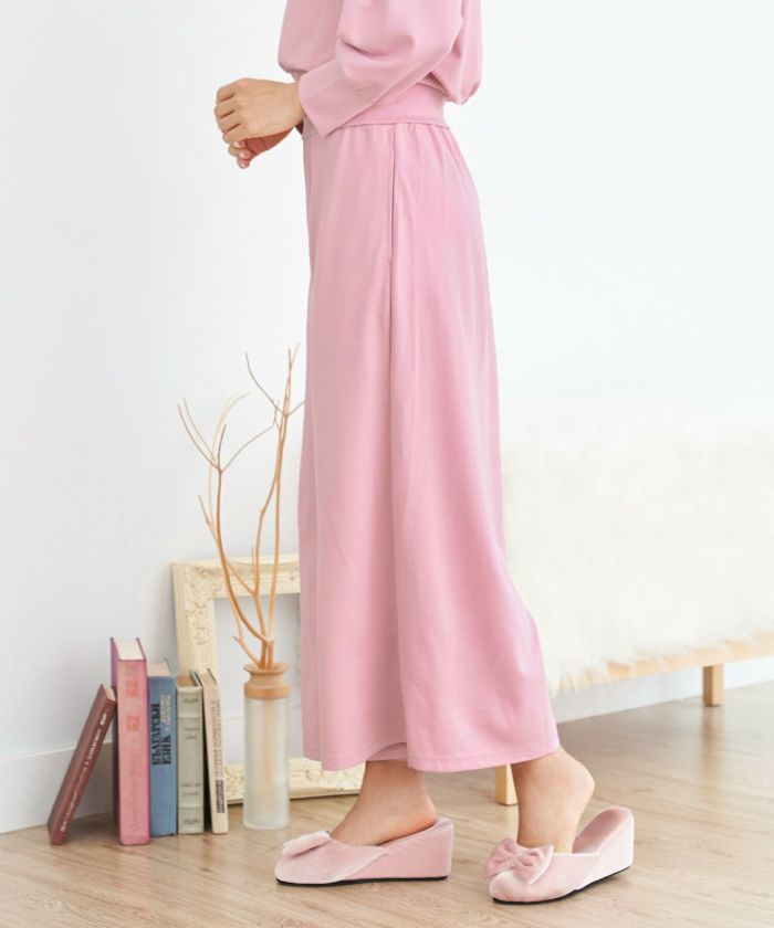 プリマシェレル/PrimaScherrer/レディース/ボトムス/パンツ/ガウチョパンツ/スカーチョ/ワンマイルウエア/おうち時間/おうちコーデ/カットソー/ピンク/ネイビー/ウエストゴム