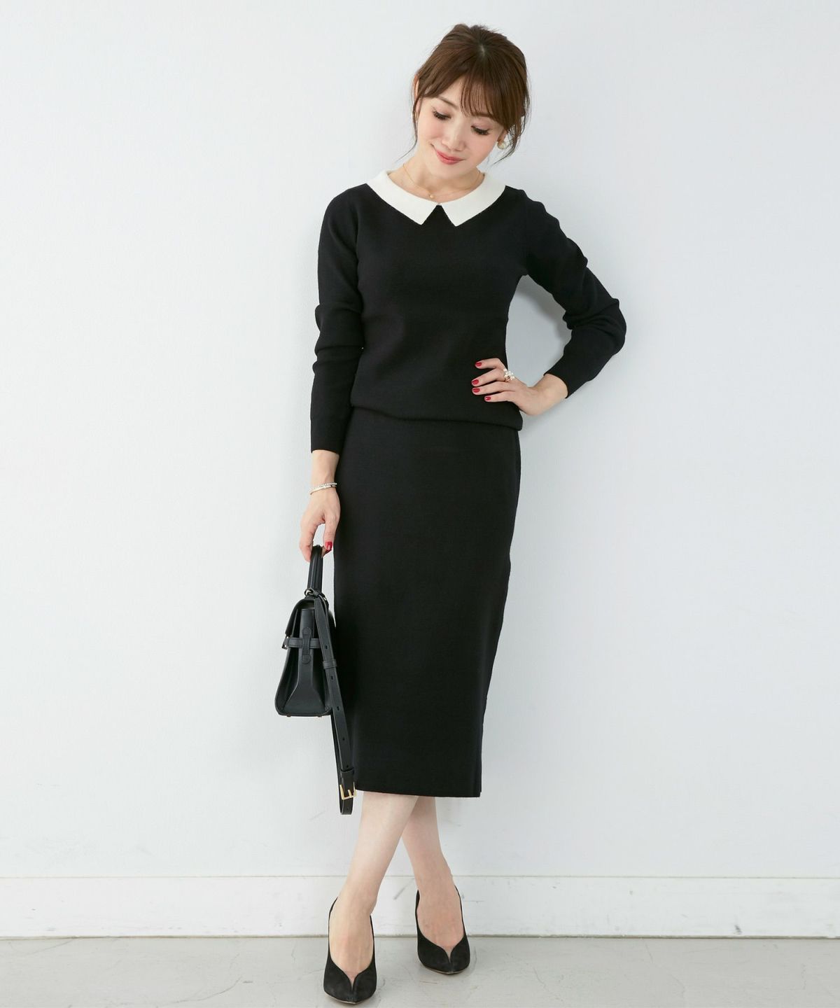 新色追加/手洗い可/セットアップ対応/ゴム地編み/上品/綺麗め