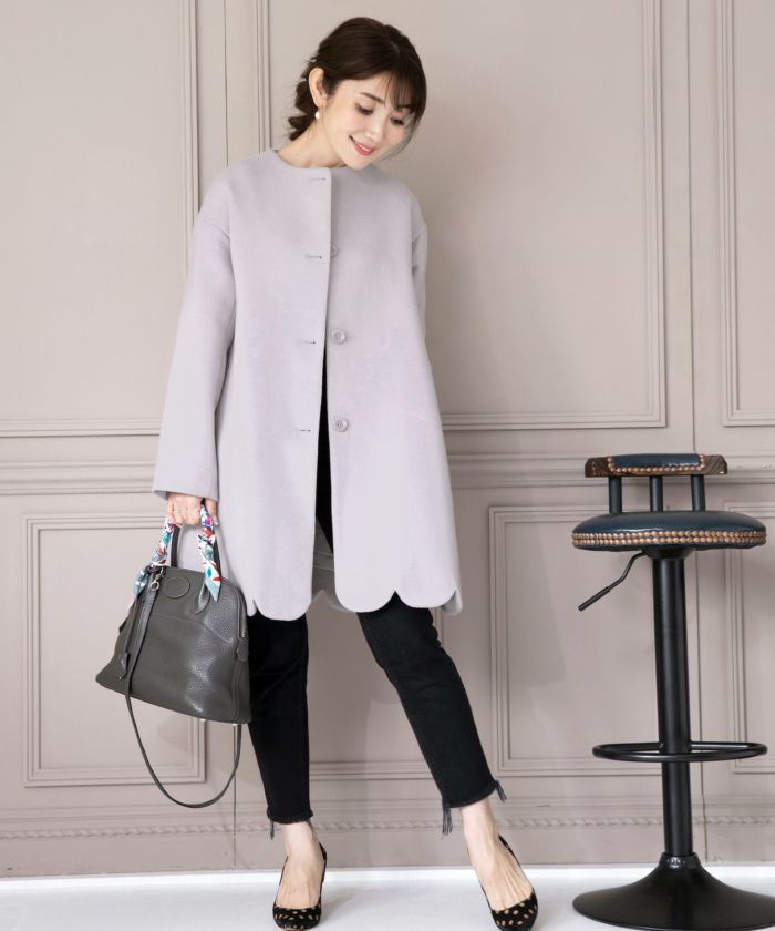 午前12時前のご注文は当日発送 裾スカラップSLEEVE SLIT LADIES COAT