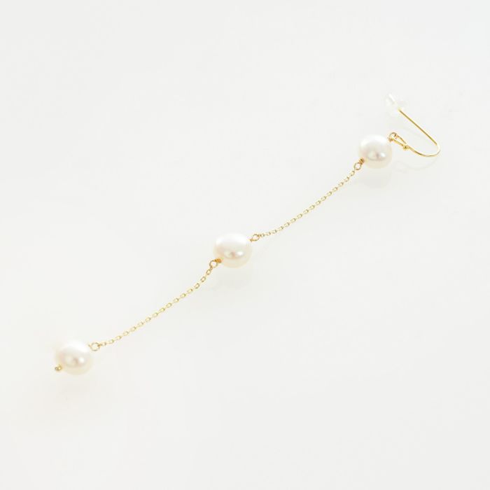 ボタン パール ロング ピアス イヤリング Button Pearl Long Pierce Earring