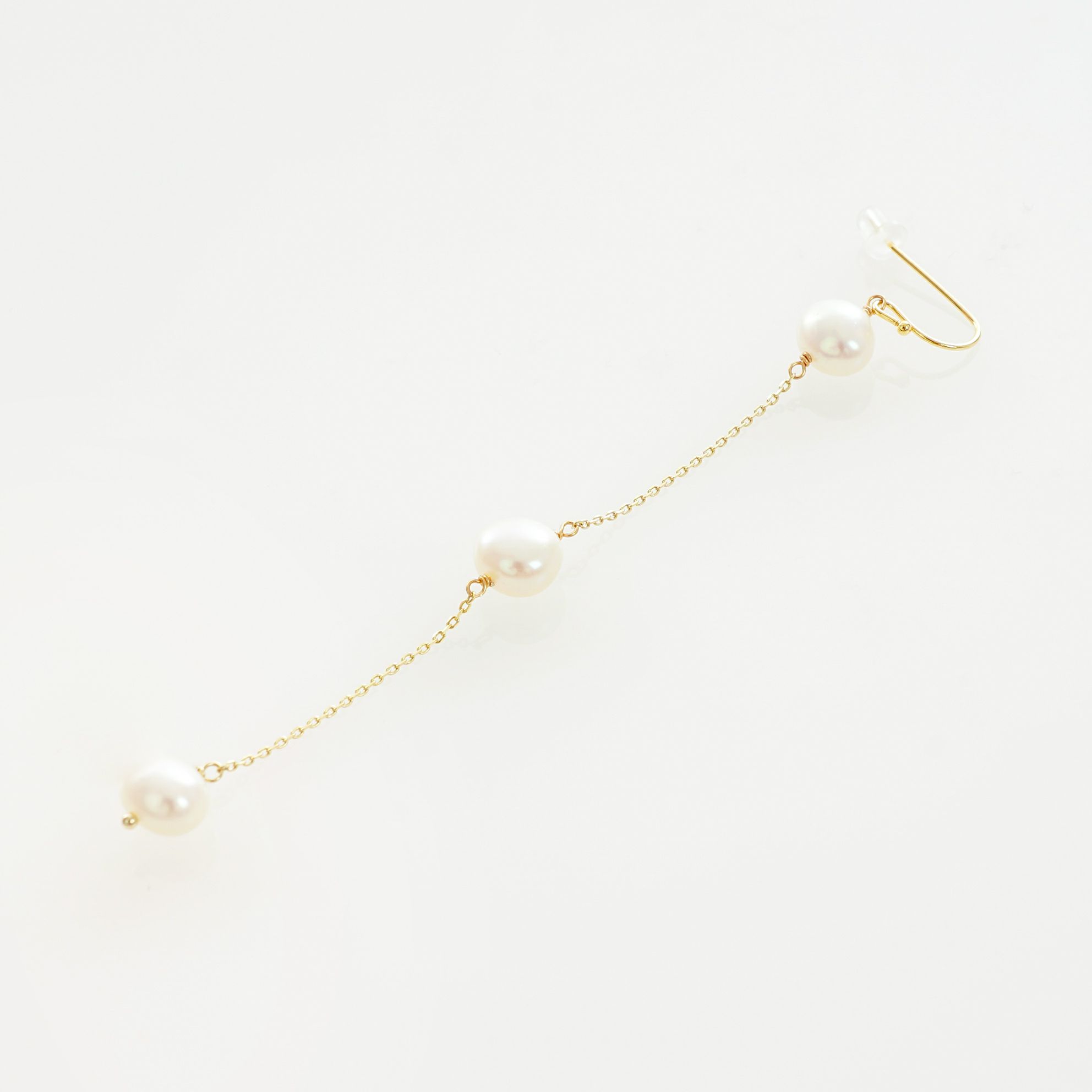 ボタン パール ロング ピアス イヤリング Button Pearl Long Pierce Earring
