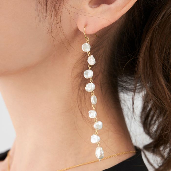 バロック パール ロング ピアス イヤリング Baroque Pearl Long