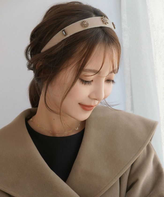 希少★ドルチェ＆ガッバーナ ベロア カチューシャ バラ ビジュー レディース 箱 カチューシャ ベロア ヴィンテージライクビジュー le reve vaniller 全