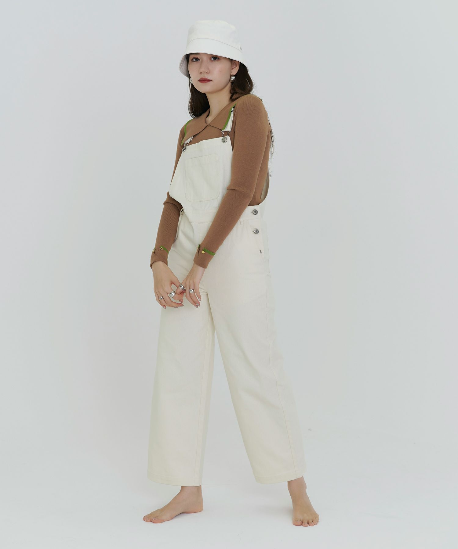 オーバーオール/デニム/ホワイト/ブラック