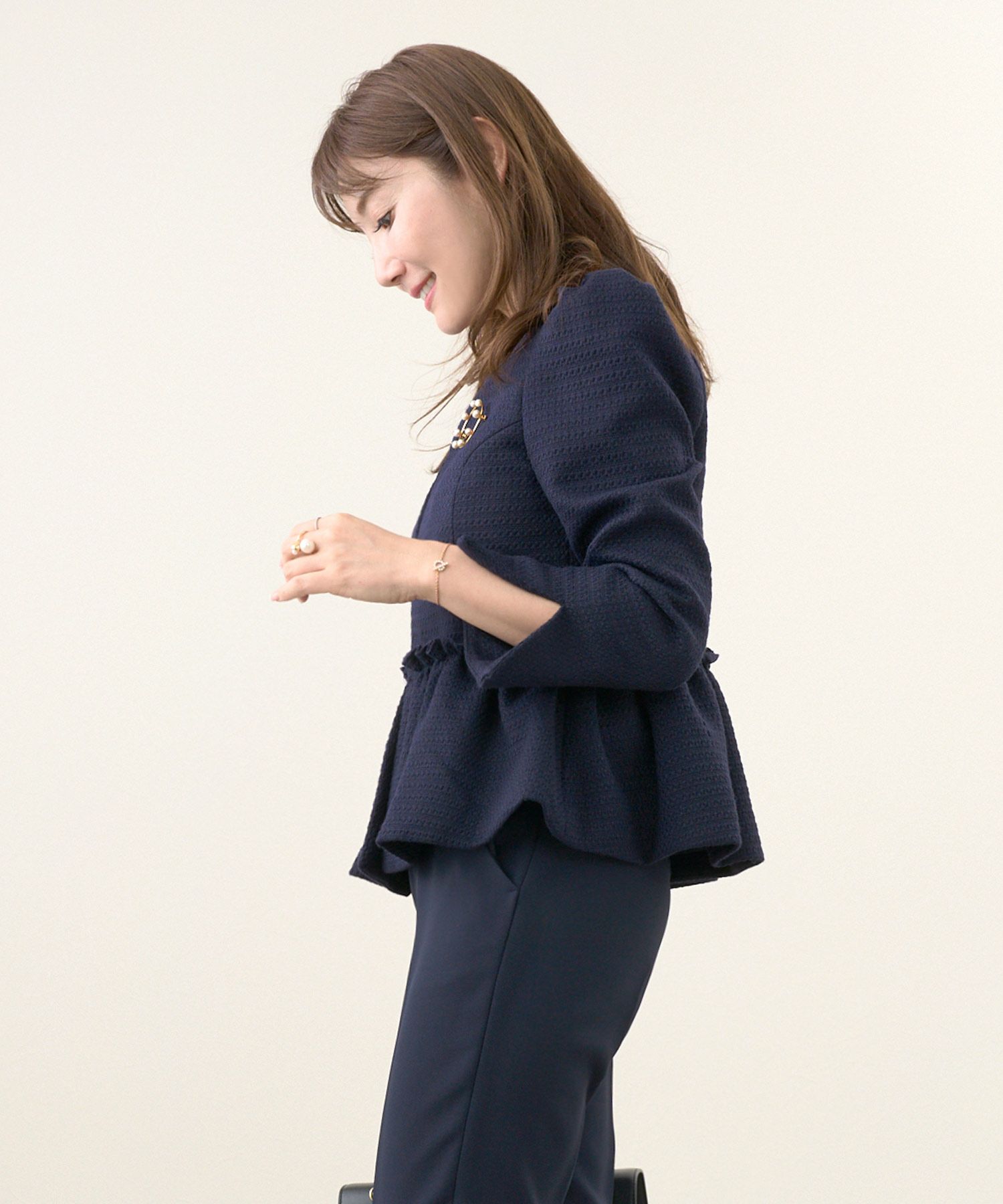 newsize/新色追加/ノーカラー/セレモニー/卒入園/九分袖/袖口スリット/XS/S/M/L